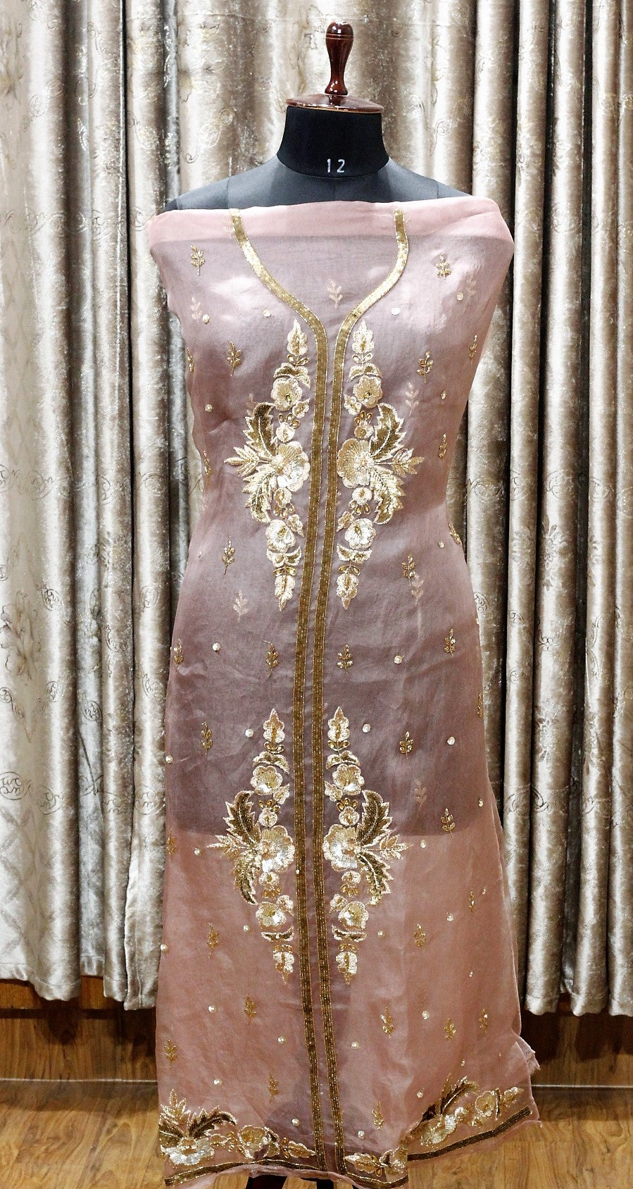 Rose Gold Full Suit With Same Colour Dupatta-1535 Aman Sandhu Boutique Rose Gold Full Suit With Same Colour Dupatta-1535 Aman Sandhu Boutique