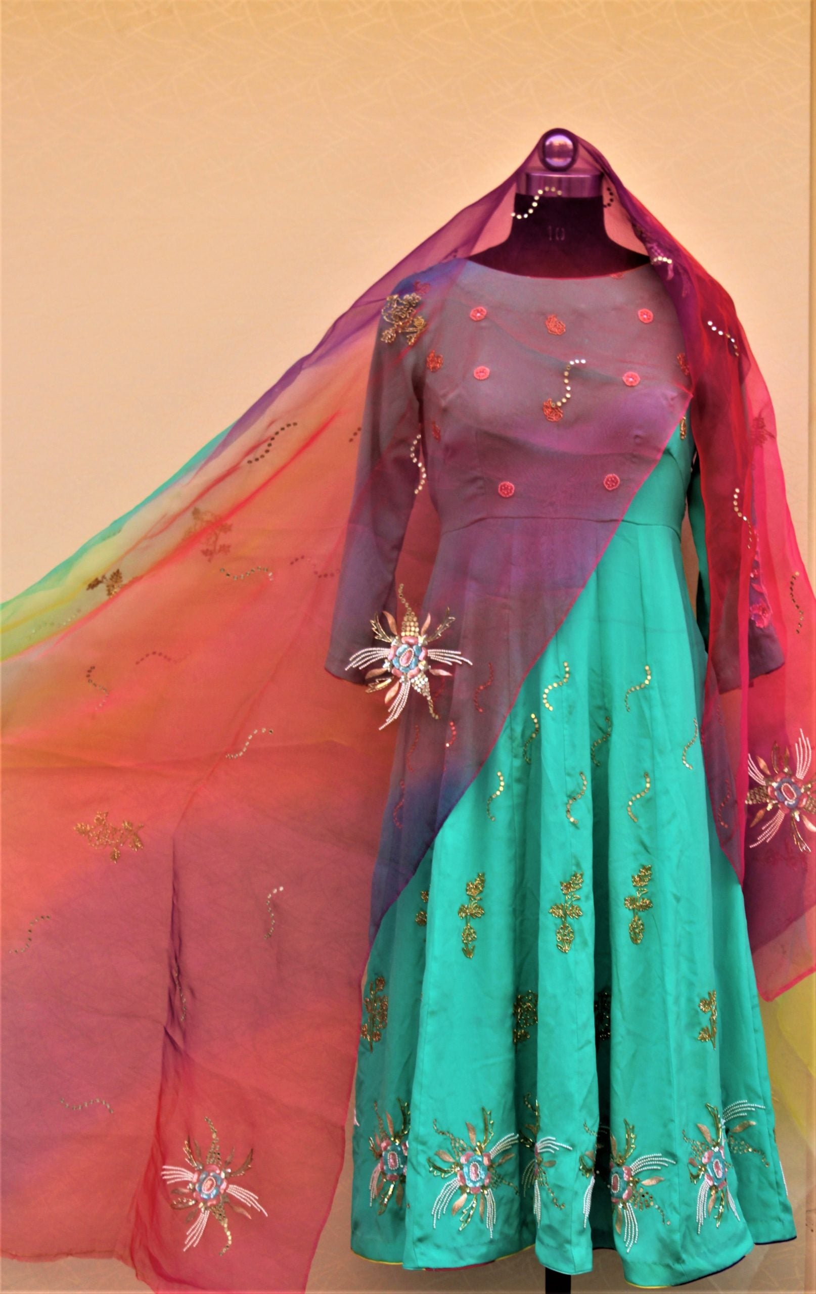 Sea Green Full Suit With Organza Tie Dye Dupatta Aman Sandhu Boutique Sea Green Full Suit With Organza Tie Dye Dupatta Aman Sandhu Boutique