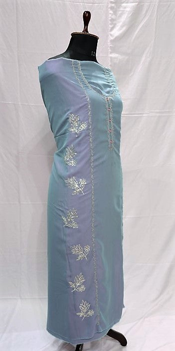 Blueish Greay Full Suit With Organza Dupatta-1451