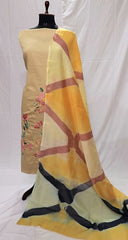 Beige Full Suit With Chanderi Tie Dye Dupatta-1462