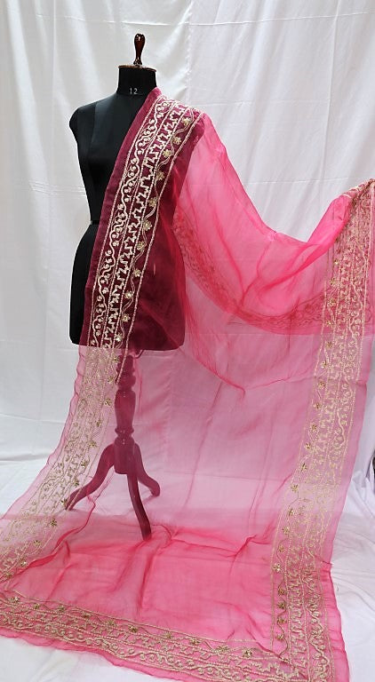 Pink Organza Dupatta-1436