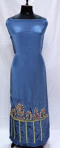 Blueish Greay Full Suit With Tie Dye Dupatta-1435