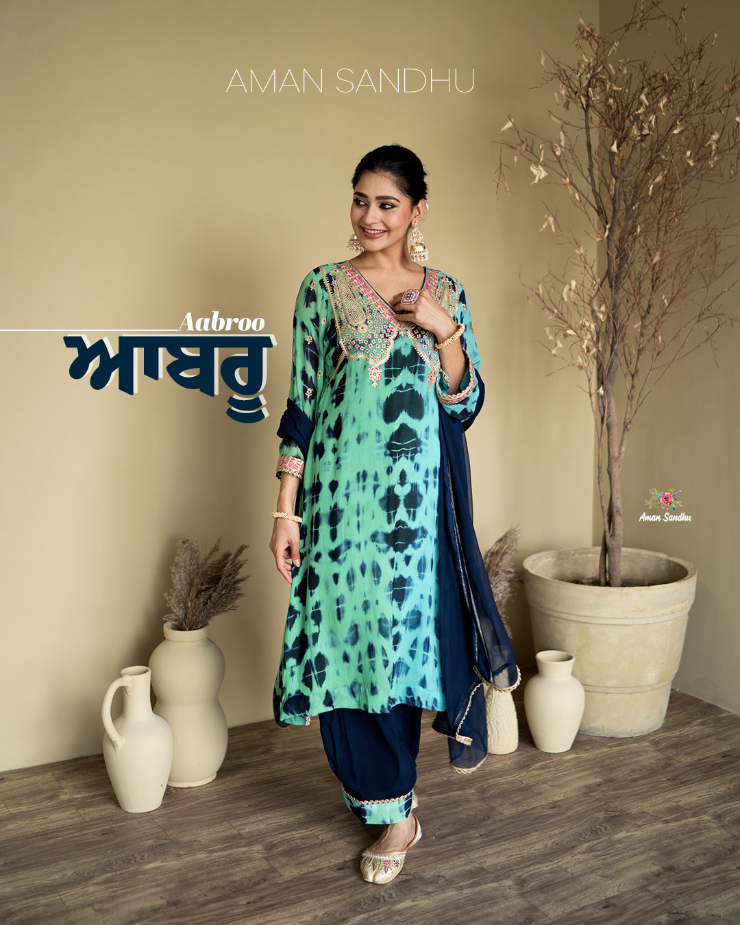 Blue Tie Dye Full Suit With Single Dupatta-1794