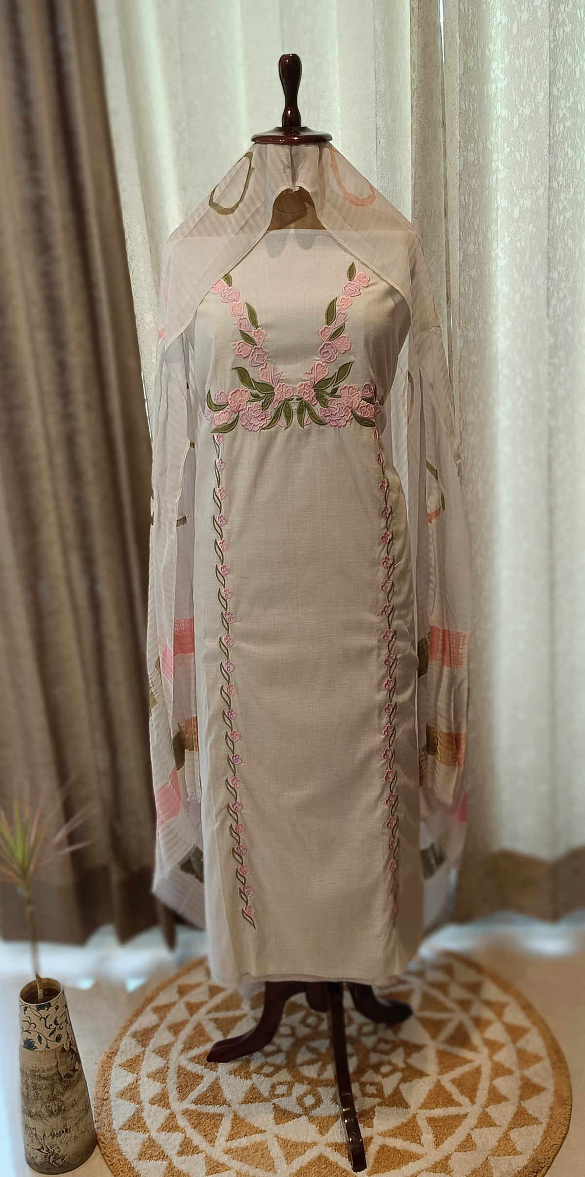 Gray full Suit With Tie Dye Dupatta-1783
