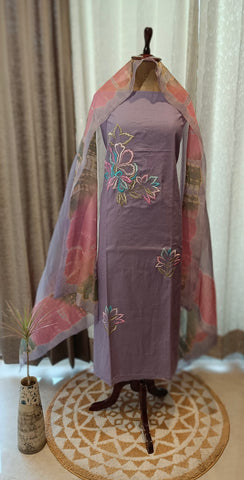 Purple Full Suit With Tie Dye Dupatta-1788