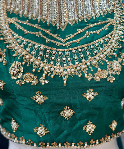 Bottle Green Lehenga choli with organza dupatta-1578