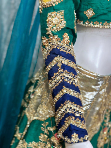 Bottle Green Lehenga choli with organza dupatta-1578