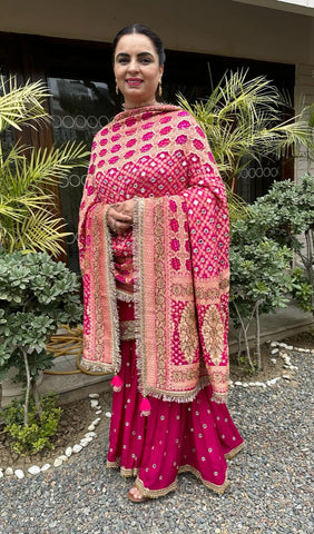 Magenta Full Suit With Jaipuri Dupatta-1602