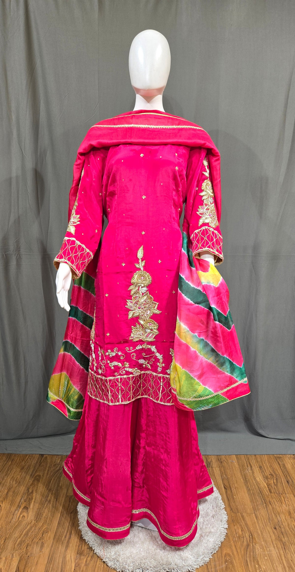 Magenta Sharara Suit With Tie Dye Dupatta -1764