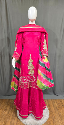 Magenta Sharara Suit With Tie Dye Dupatta -1764