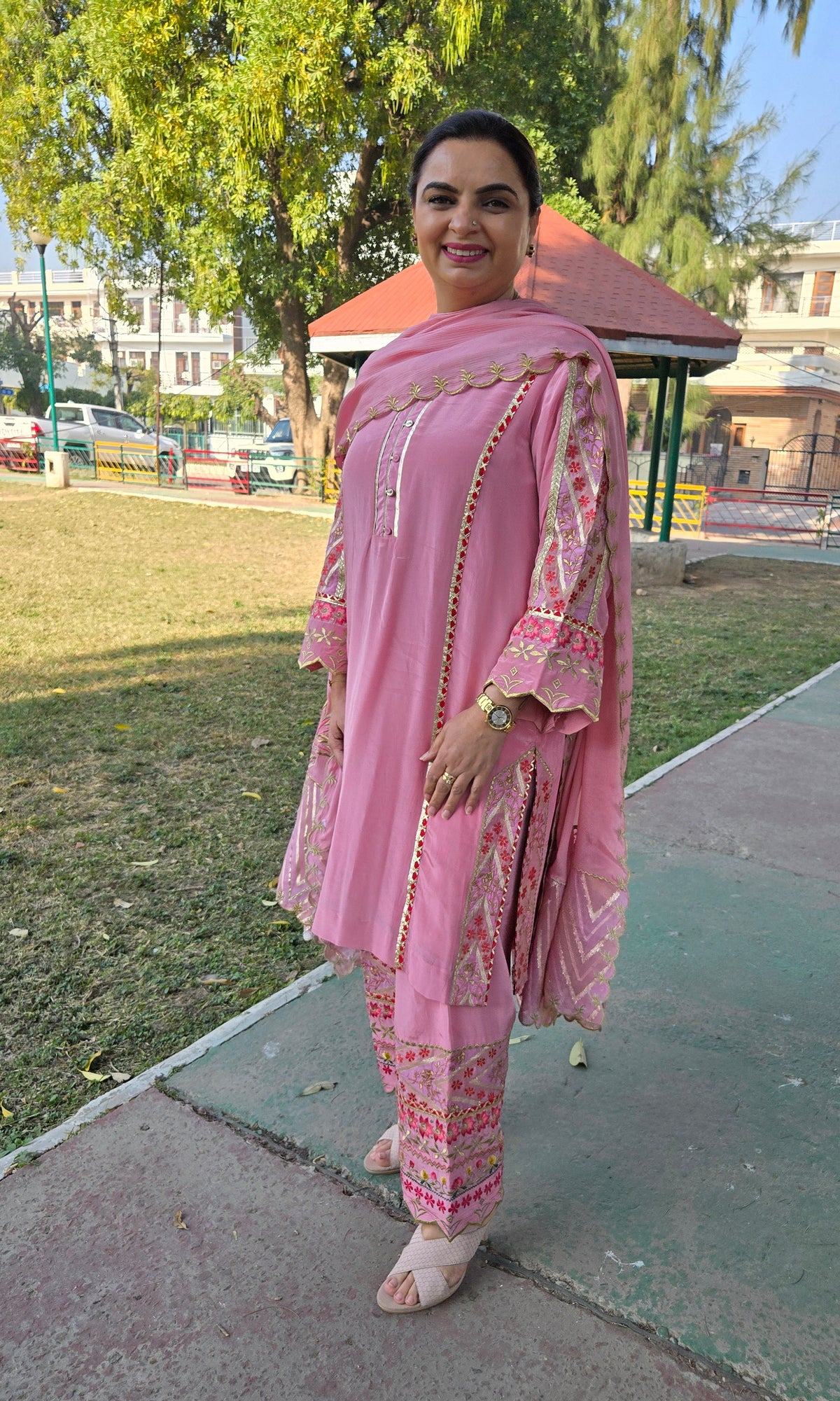 Pink Full Suit With Same Colour Dupatta-1765