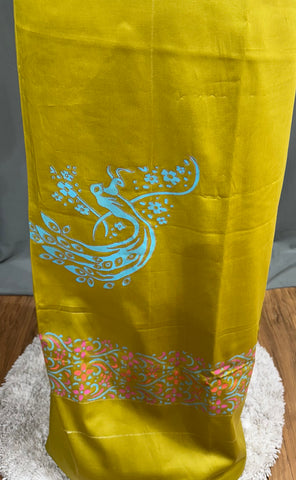 Mustard Green Full Suit With Tie Dye Dupatta-1767