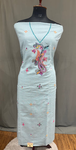 Light Sky Full Suit With Tie Dye Dupatta-1770