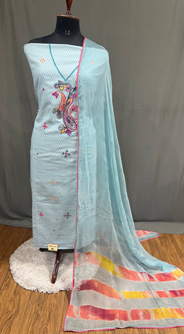 Light Sky Full Suit With Tie Dye Dupatta-1770