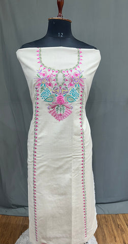 Cream Full Suit With Masleen Tie Dye Dupatta-1771