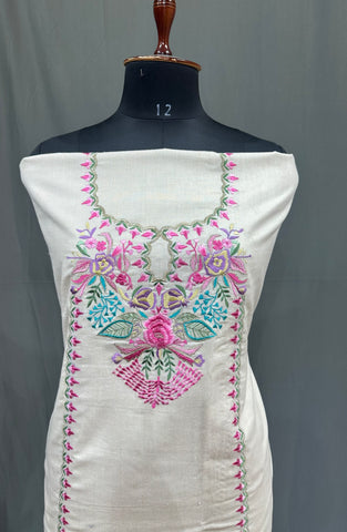 Cream Full Suit With Masleen Tie Dye Dupatta-1771