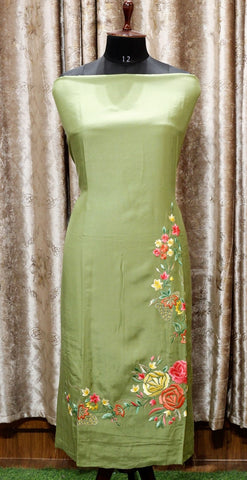 Mehndi Green Full Suit With Tie Dye Dupatta-1477