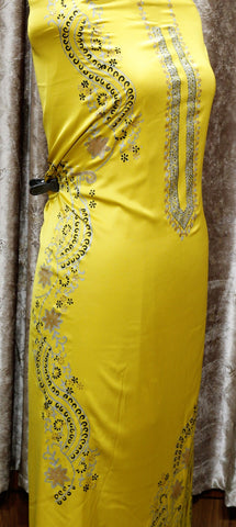 Yellow Full Suit With Greay Organza Dupatta-1486