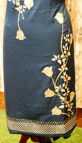 Peacock Blue Full Suit With Tie Dye Dupatta-1487