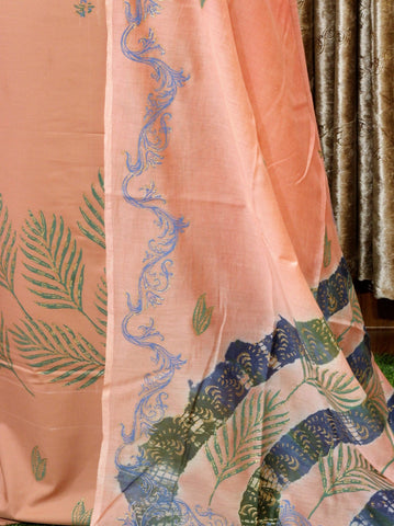 Peach Full Suit With Chanderi Malmal Tie Dye Dupatta-1492