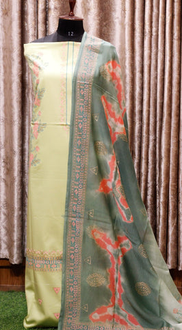 Green Full Suit With Tie Dye Dupatta-1494