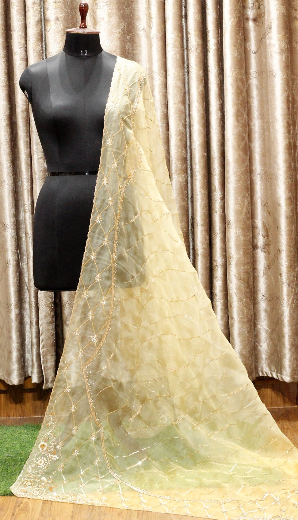 Light Lemon Hand Work Dupatta-1516