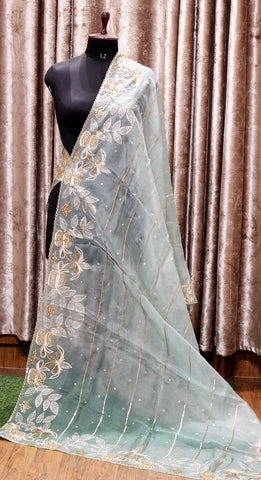 Sea Green Hand Work dupatta-1519