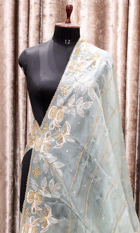 Sea Green Hand Work dupatta-1519