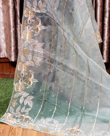 Sea Green Hand Work dupatta-1519