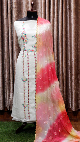 Light Sky Full Suit With Tie Dye Dupatta-1537