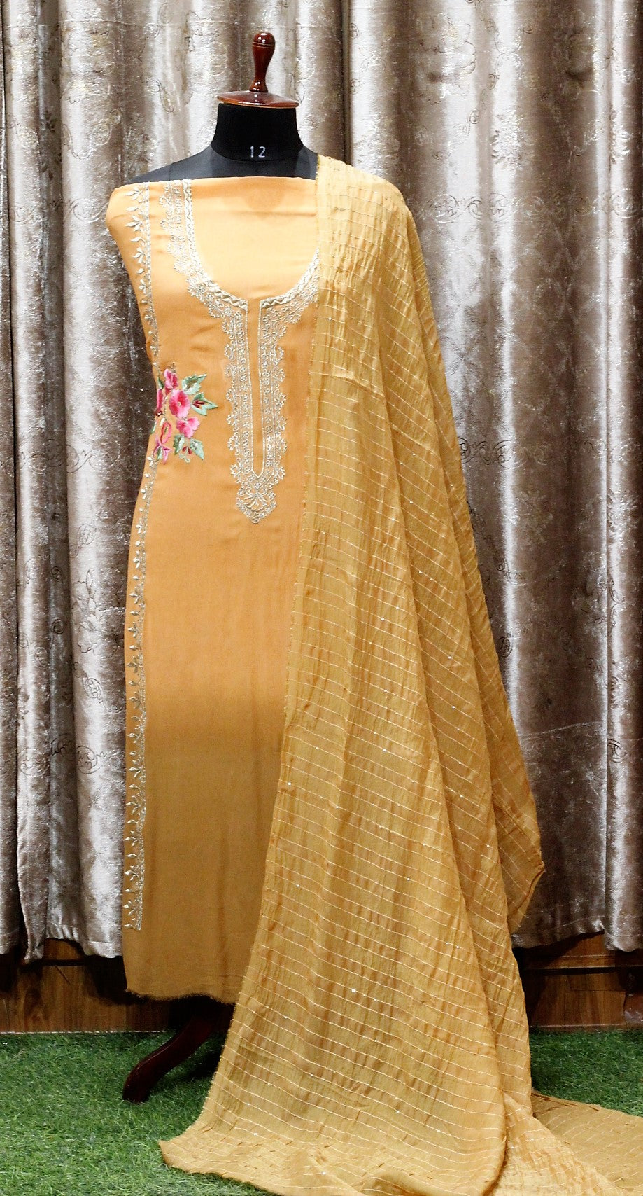 Rust and Brown Double Dye Full Suit With Dupatta-1550