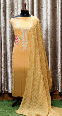 Rust and Brown Double Dye Full Suit With Dupatta-1550