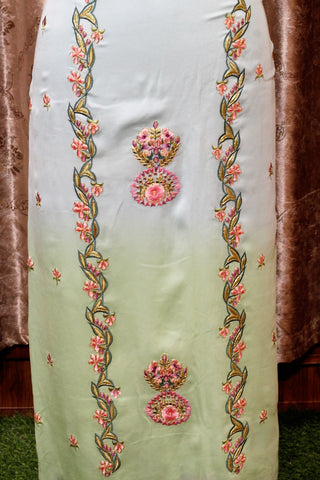 Sky and Green Double Dye Full Suit With Light Green Dupatta-1557