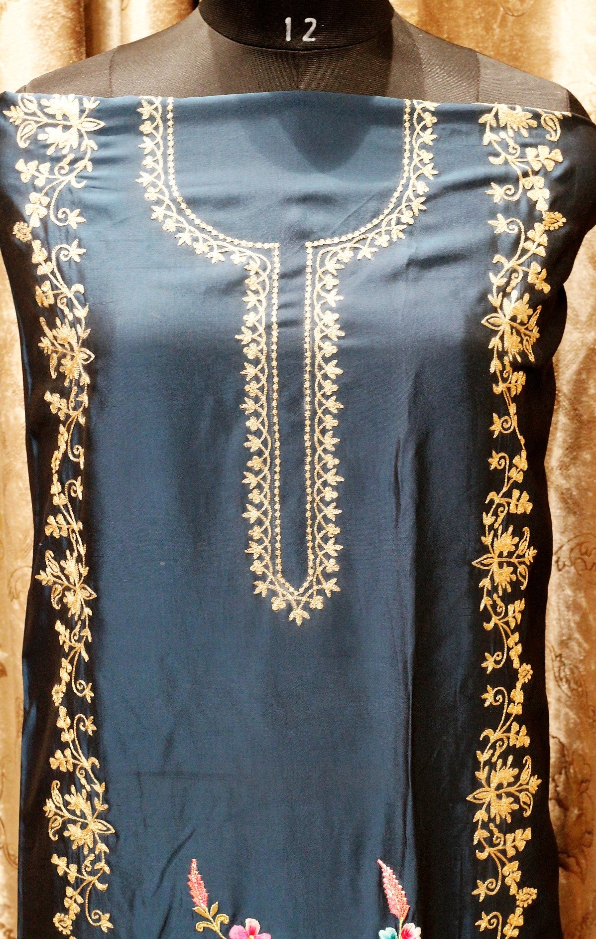 Peacock Blue Full Suit With Tie Dye Dupatta-1561