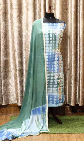 Light Blue Tie Dye Full Suit With Tie Dye Dupatta-1625