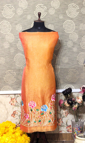 Orange Full Suit With Tabbi Silk Tie Dye Dupatta-1608
