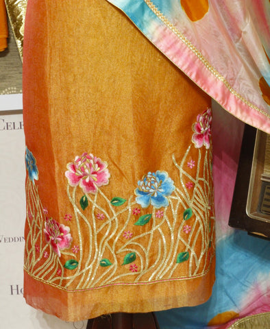 Orange Full Suit With Tabbi Silk Tie Dye Dupatta-1608