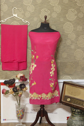 Gajari Pink Full Suit With Tabbi Silk Tie Dye Dupatta-1614