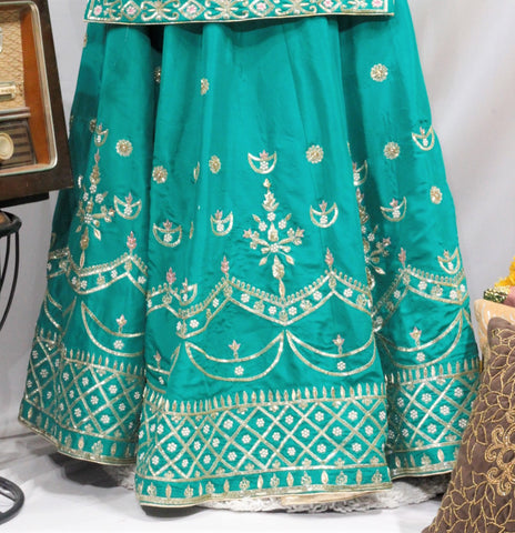 Bottle Green Lehenga Choli With Chinon Chiffon Dupatta-1656