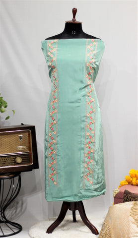 Sea Green Full Suit With Tie Dye Dupatta-1688
