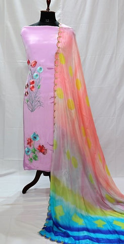 Light Purple Full Suit With Tabbi Silk Tie Dye Dupatta-1431