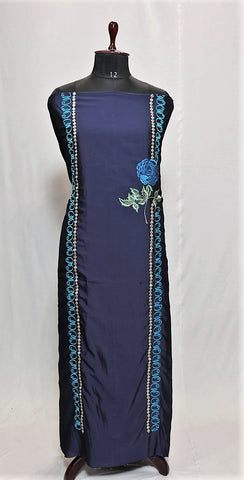 Navy Blue Full Suit With Tabbi Silk Tie Dye Dupatta-1388