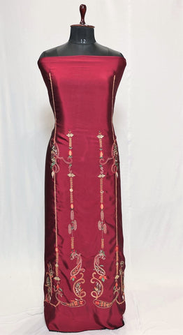 Maroon Full Suit With Tabbi Silk Tie Dye Dupatta-1396