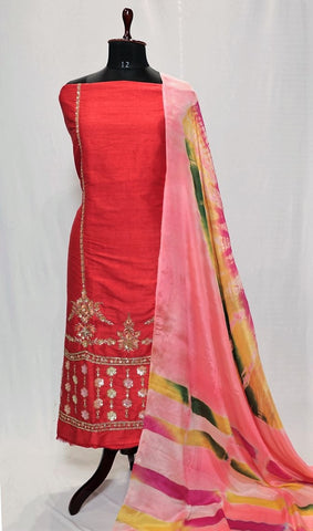 Gajari Full Suit With Tie Dye Dupatta-1413
