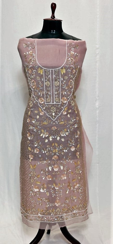 Rose Gold Full Suit With Same Colour Dupatta-1419