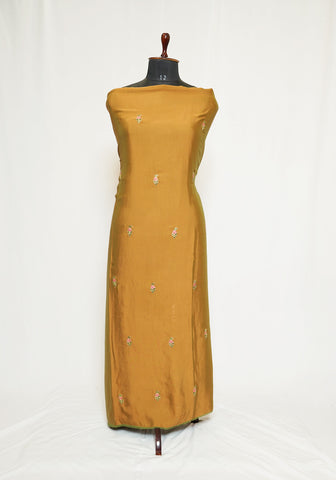 Mustard Brown Full Suit with Tabbi Silk Tie Dye Dupatta-1355