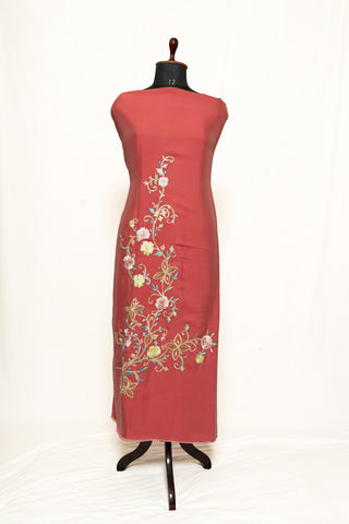 Dark Peach Full Suit with Organza Tie Dye Dupatta- 1315