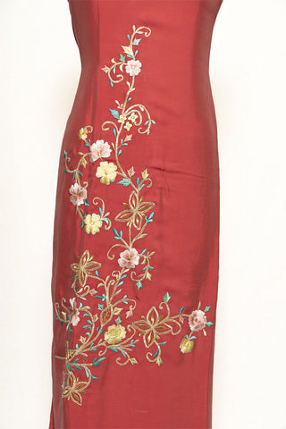 Dark Peach Full Suit with Organza Tie Dye Dupatta- 1315