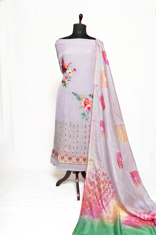 Light Purple Suit with Tabbi Silk Tie Dye Dupatta- 1325