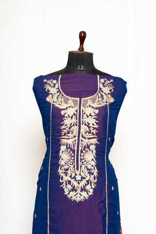 Dark Purple Full Suit with Tabbi Silk Tie Dye Dupatta-1340